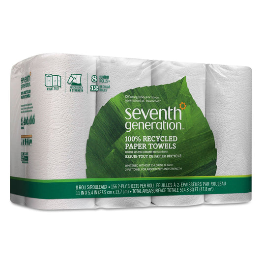 7th Generation 13739PK 100% Recycled Paper Towel Rolls 2-Ply 140 /RL 8 RL/PK