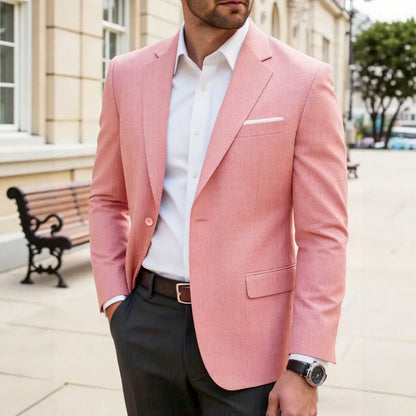 Men's casual single-breasted slim-fit blazer suit jacket in solid colorҵәа