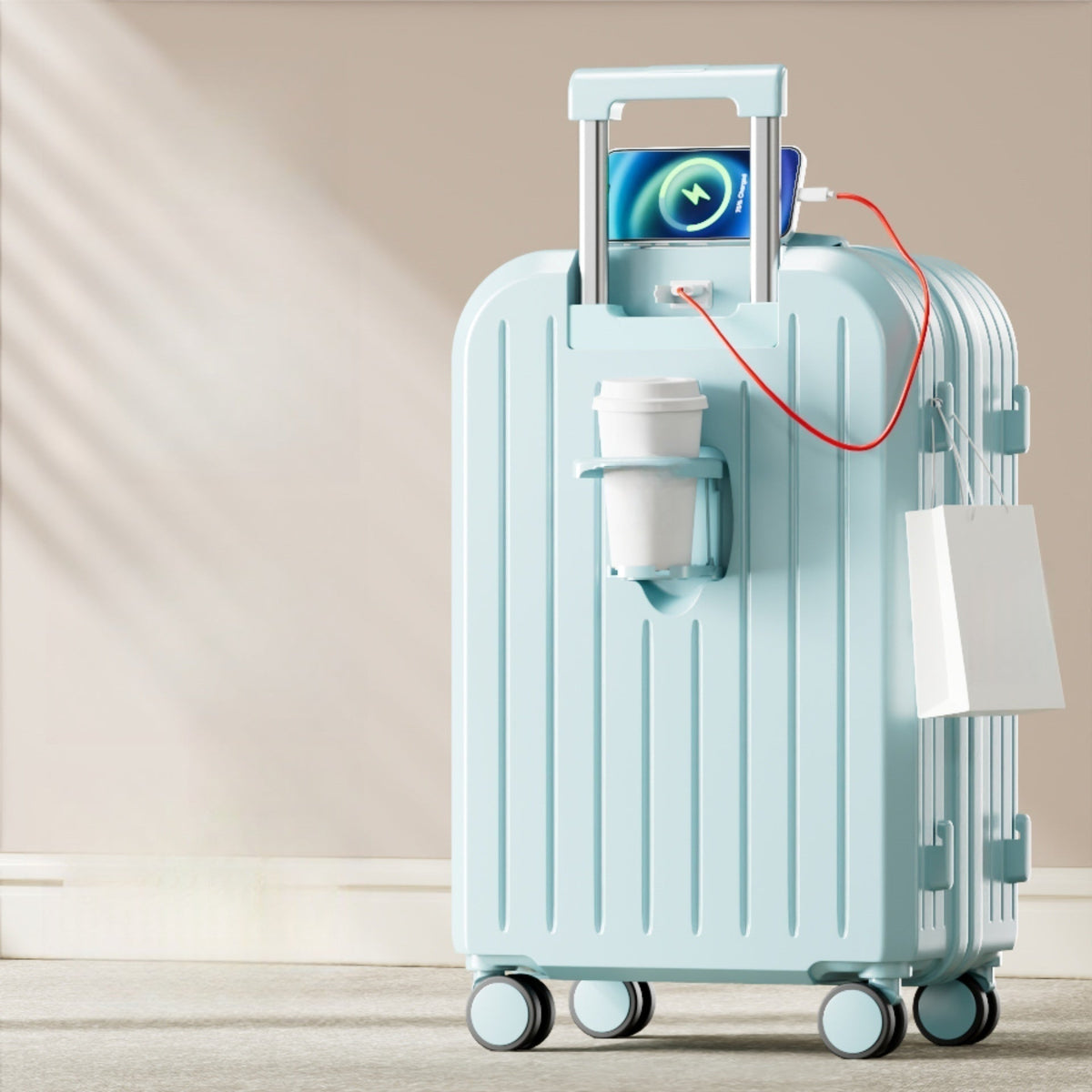 Small lightweight password suitcase trolley case with durable hard shell and telescopic handle