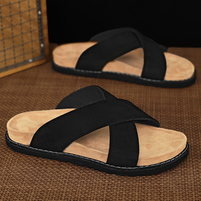 Men's high-end non-slip thick-soled slide sandals in a durable slip-on design