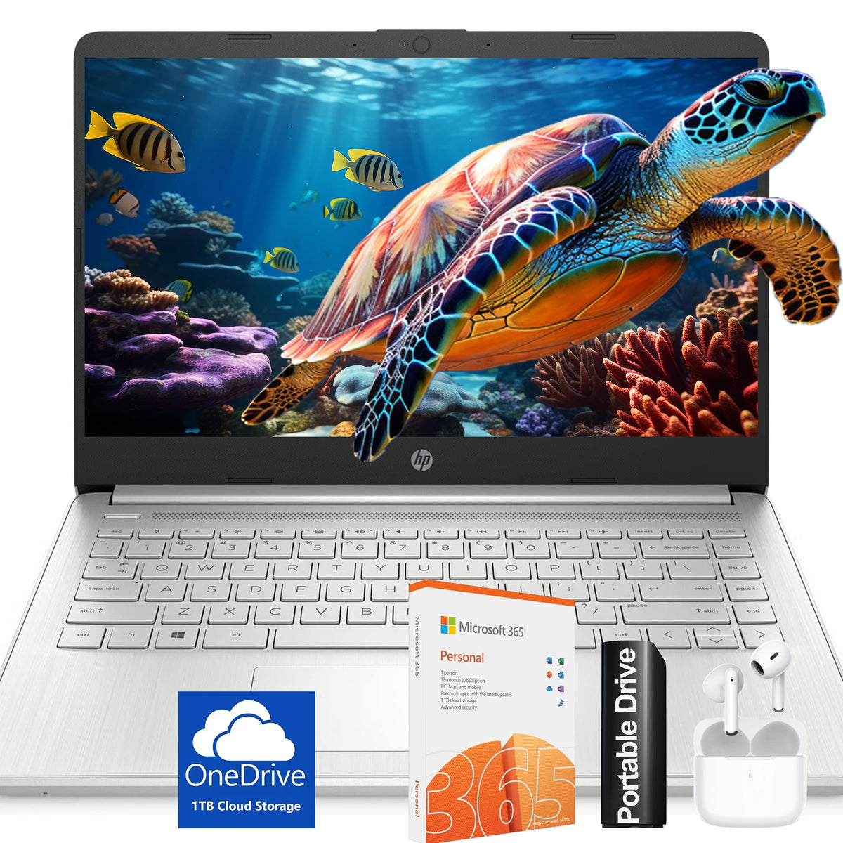 HP Ultralight 14" Intel 4-Core Silver Laptop with 16GB RAM + Microsoft 365