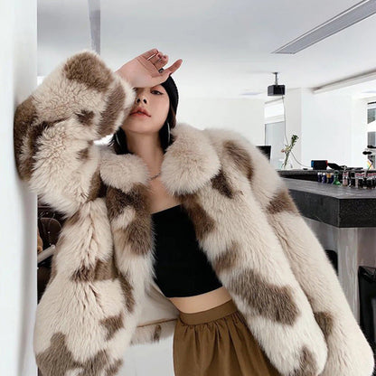 Women's autumn and winter lamb fur coat in a classic design
