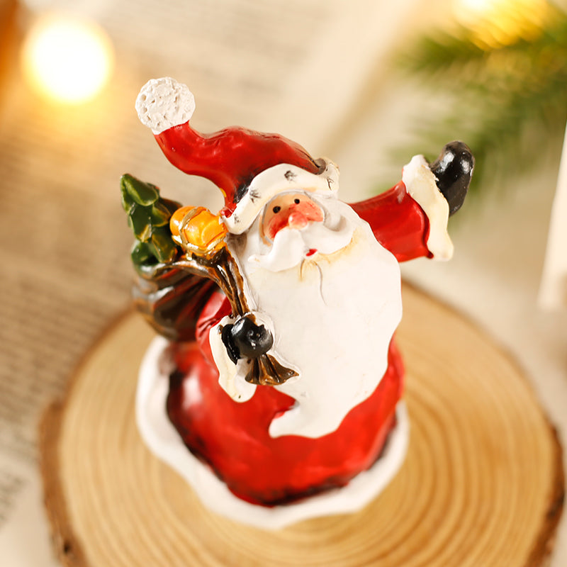 Desktop Christmas decorations and mini holiday ornaments arranged for display