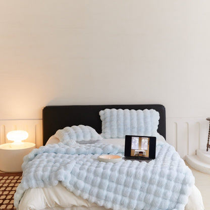 Polyester rabbit bubble velvet thickened nap blanket quilt in a soft textured design