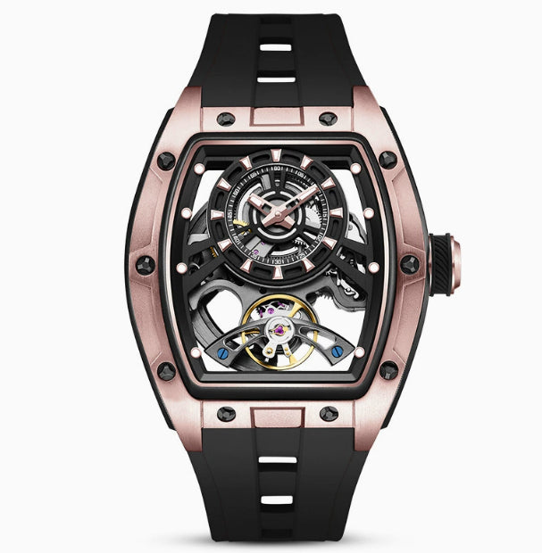 Men's transparent barrel-shaped luminous waterproof mechanical watch by My Store