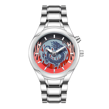 Personalized retro dragon-shaped dual-display men's watch with premium look and water-resistant design