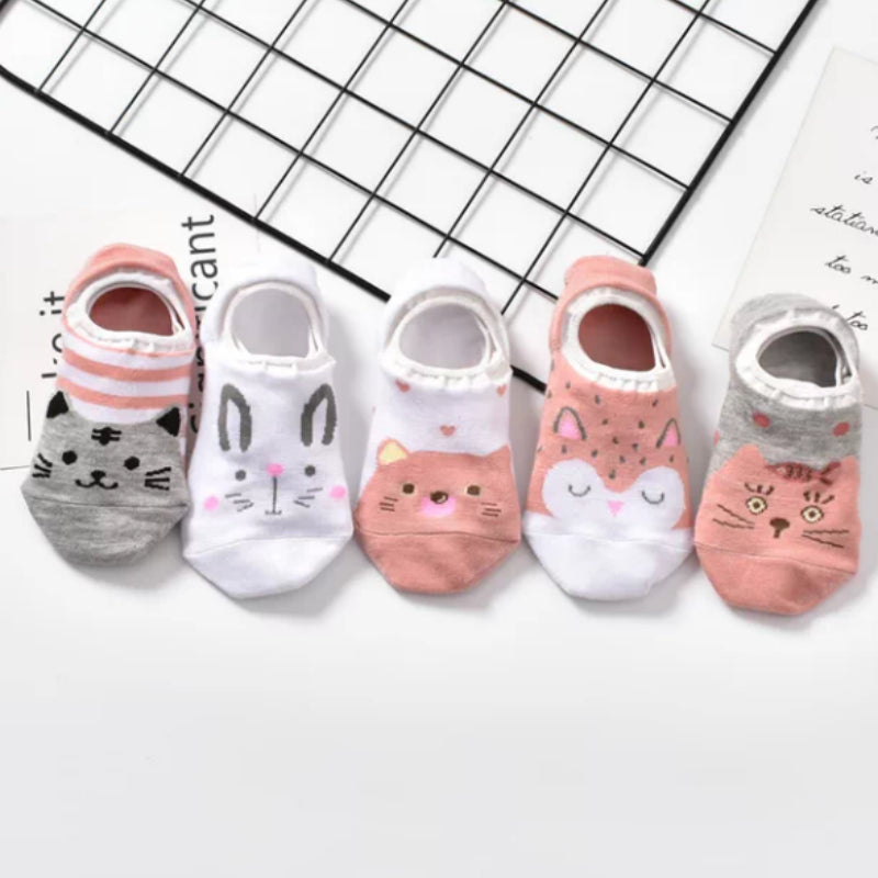 Cute animal spring women’s socks set by My Store, colorful patterned socks displayed neatly