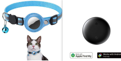 Reflective pet collar with bell and AirTag holder for cats and small dogs