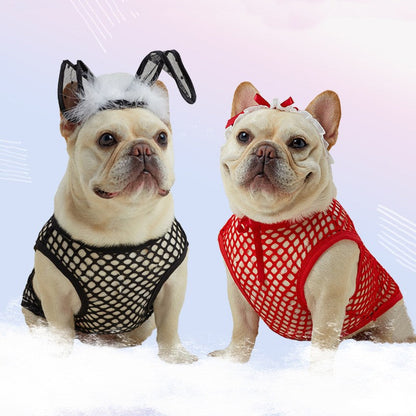 Hollow mesh dog vest clothing in lightweight breathable fabric