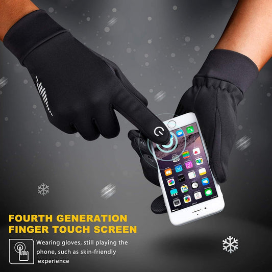 Winter touchscreen gloves for men and women, extra-thick outdoor cycling gloves in black