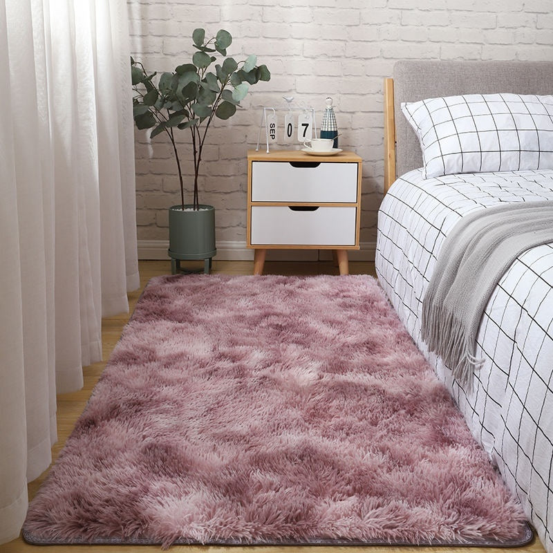 Solid color silk-wool carpet for bedroom bedside and living room use by My Store