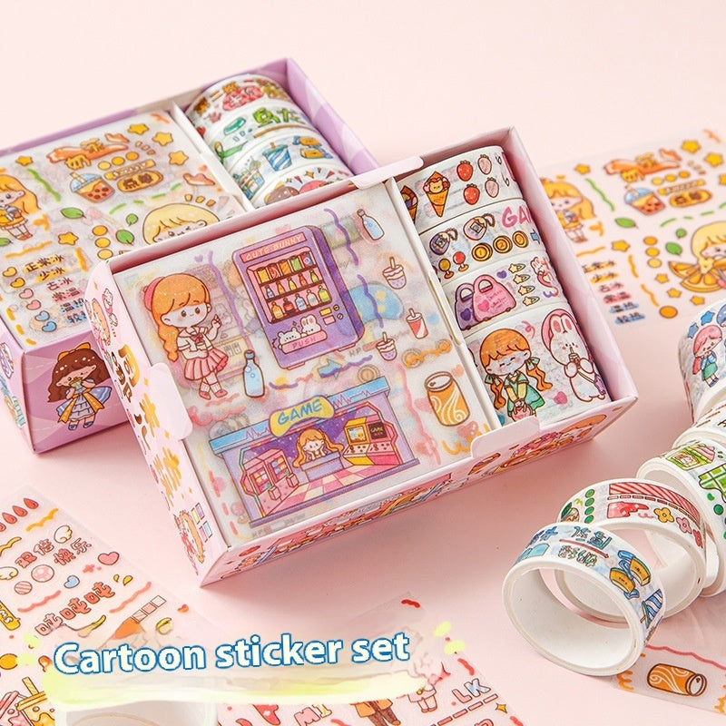 Cute tape sticker gift box with cartoon children's film stickersancy