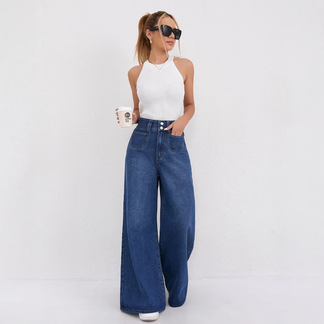 High-waisted floor-length flared pants in a sleek, flowing silhouette