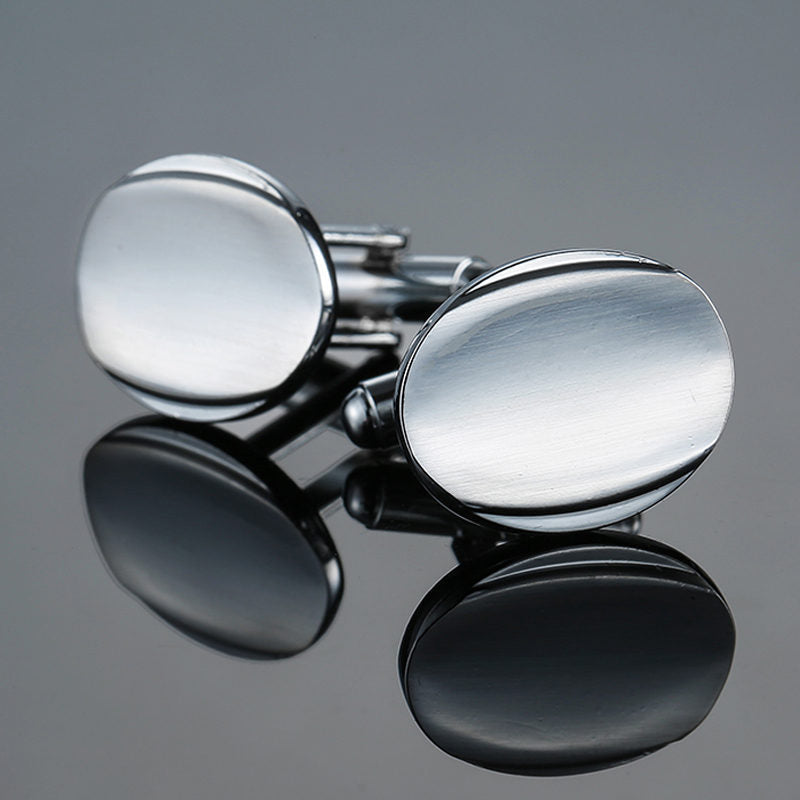 Copper black and golden silver laser metal cufflinks in a geometric design