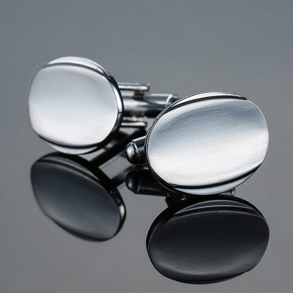 Copper black and golden silver laser metal cufflinks in a geometric design