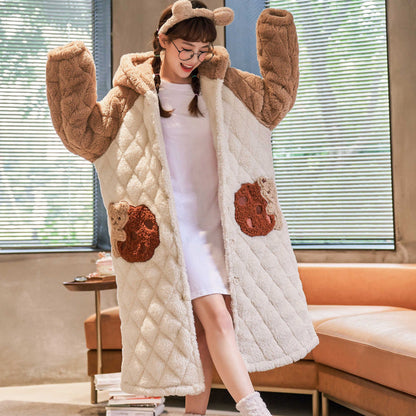 Warm winter home clothing set with cozy wearable design and soft fabric for indoor lounging