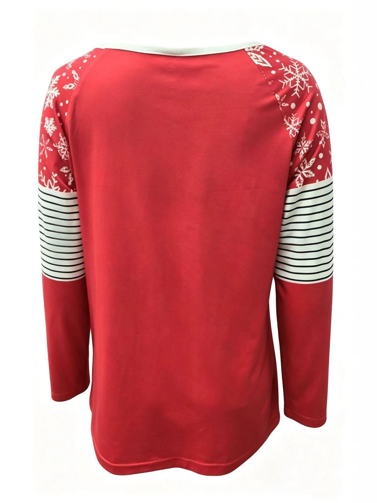 Women's autumn Christmas letter print color-block long-sleeve buttoned top in stock