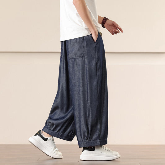 Men's retro loose plus size harem pants in a casual relaxed fit 恒一