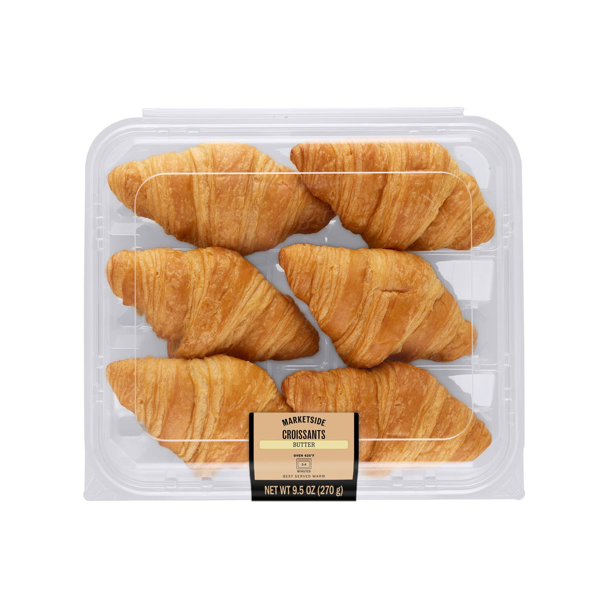 Marketside All Butter Whole Baked Croissants from BACKUPMYFILESNOW®, 9.5 oz, 6 count, fresh baked and golden brown.