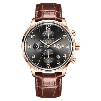 Multifunctional calendar leather belt waterproof men’s business mechanical watch by My Store