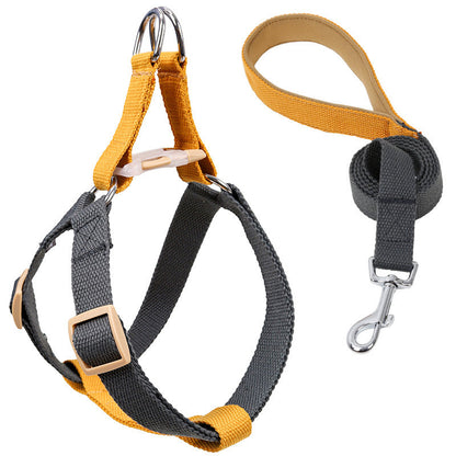 Color pet drawstring vest-style dog leash in vibrant multicolor design