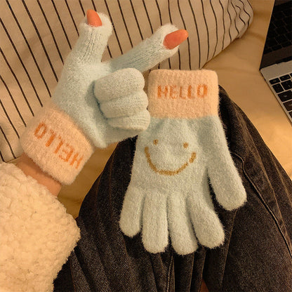 Winter fingerless knitted gloves with touchscreen fingertips, warm windproof design by My Store
