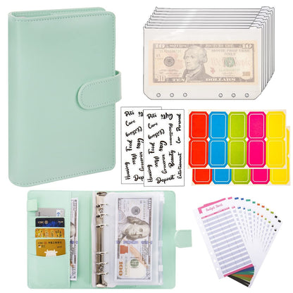 Macaron loose-leaf leather notebook with zipper wallet and bill storage bag