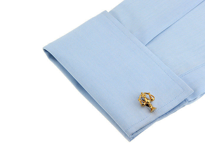 Earthy Gold Scale Balance cufflinks with a polished geometric design for formalwear