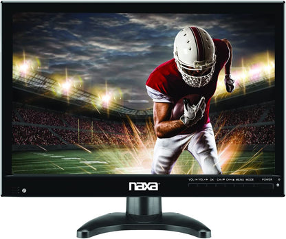 Naxa portable 14.1-inch 12V ACDC TV and digital multimedia player with screen and control buttons visible.