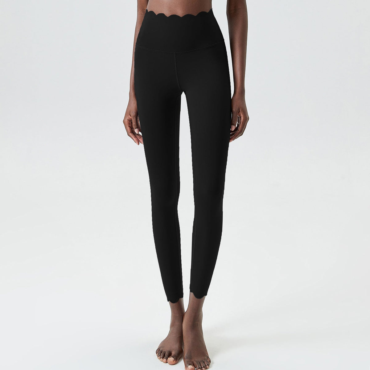 Plus size small wave yoga pants for women in black Lycra milk leather with a tight fit