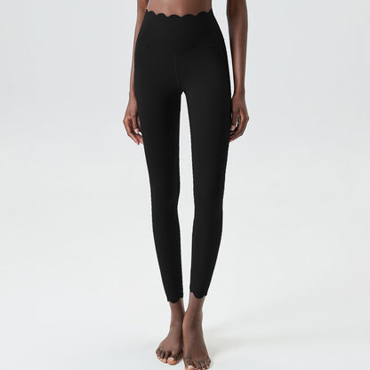 Plus size small wave yoga pants for women in black Lycra milk leather with a tight fit