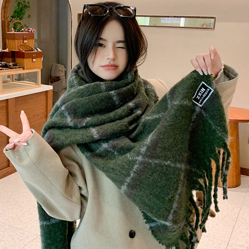 Plaid printed fashion scarf for casual wear, warm neck protection design by My Store