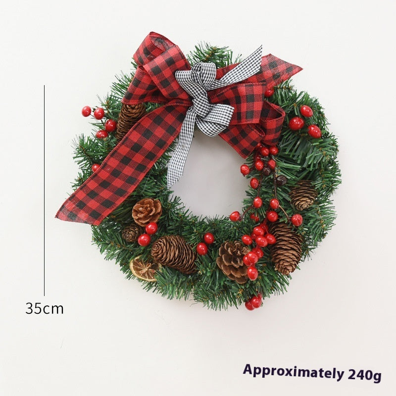 Christmas garland bow door hanging with festive red and white decoration for doors and windows