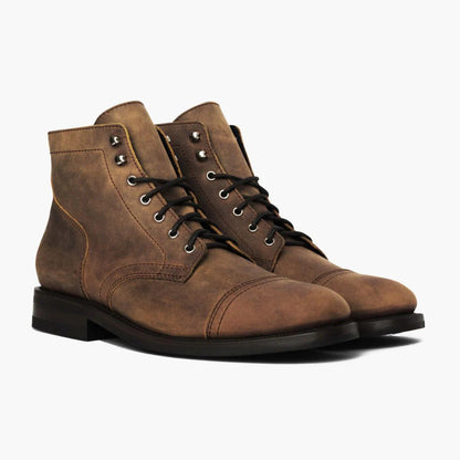 Men's retro round-toe work boots in a rugged leather style