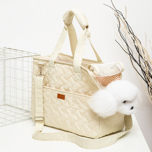 Portable pet handbag carrier with high-capacity ventilation for carrying dogs and cats