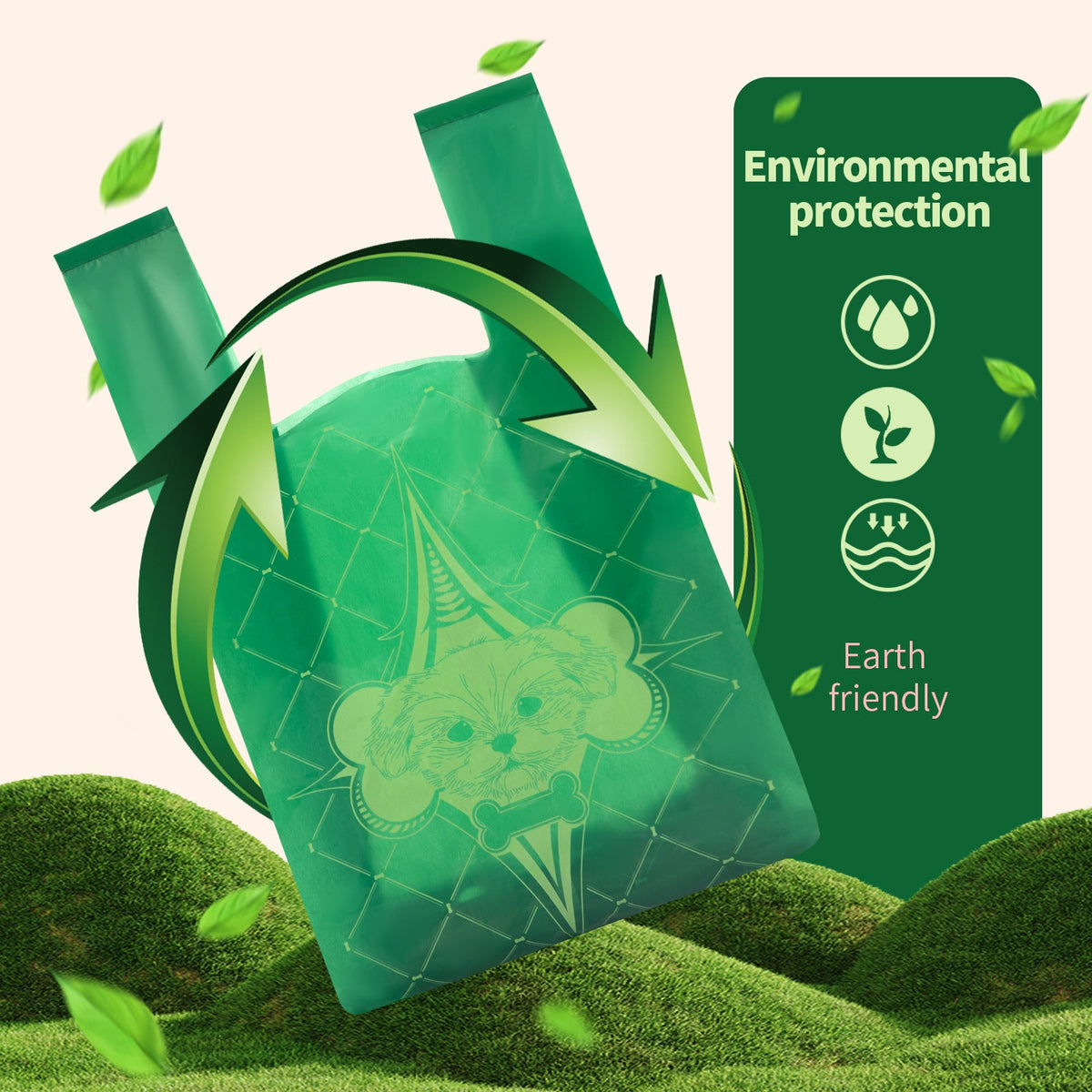Dog waste bag handle EPI vest with degradable poop picking and cat litter bags