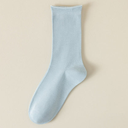 Women's spring-summer silk mid-calf socks in a lightweight, smooth design