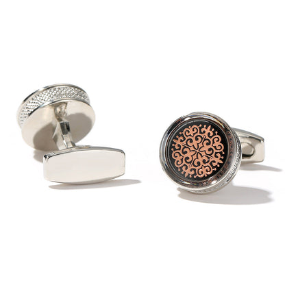 Men's round yellow pattern fashion cufflinks from My Store