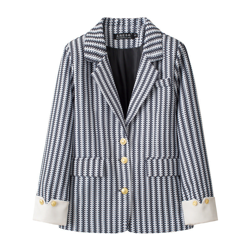 Women's blue designer-style blazer for casual wear