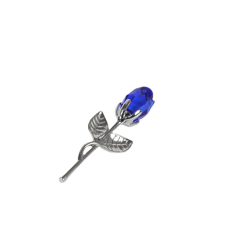 Crystal metal rose small gift for Valentine's Day and wedding occasions – decorative rose ornament