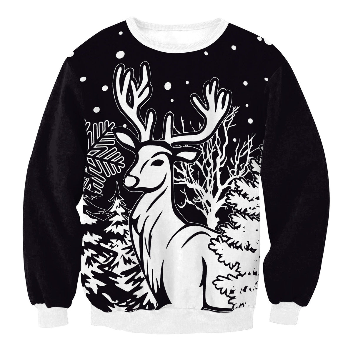 Men's Christmas tree striped digital print couple sweater by My Store