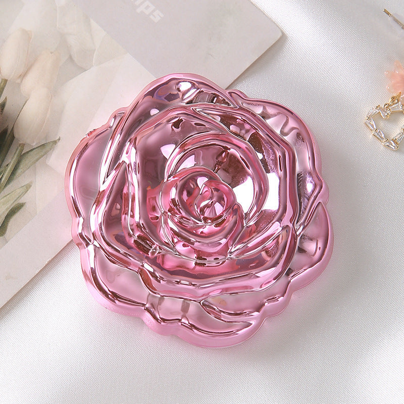 Portable folding mirror with electroplated rose design by My Store