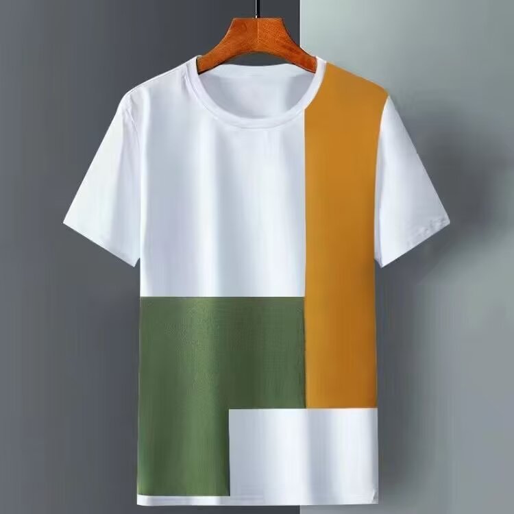 Men's summer ice silk short sleeve T-shirt in a lightweight, smooth fabric