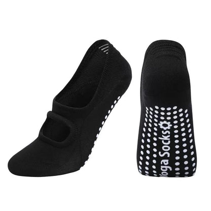 Women's yoga fitness floor socks with non-slip grips, designed for exercise and studio workouts