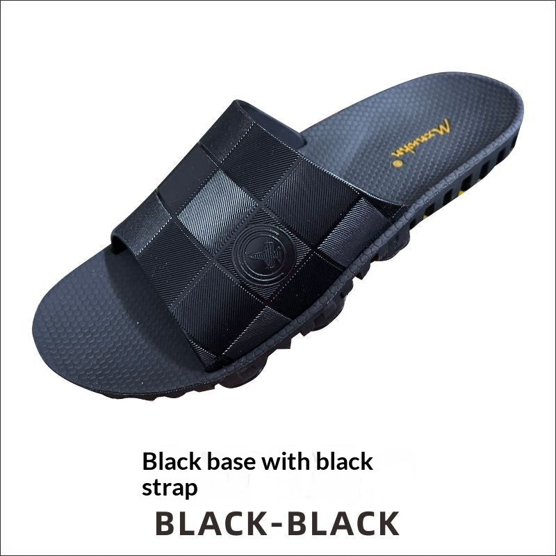 Men's non-absorbent rubber-soled casual slippers in a simple slip-on design