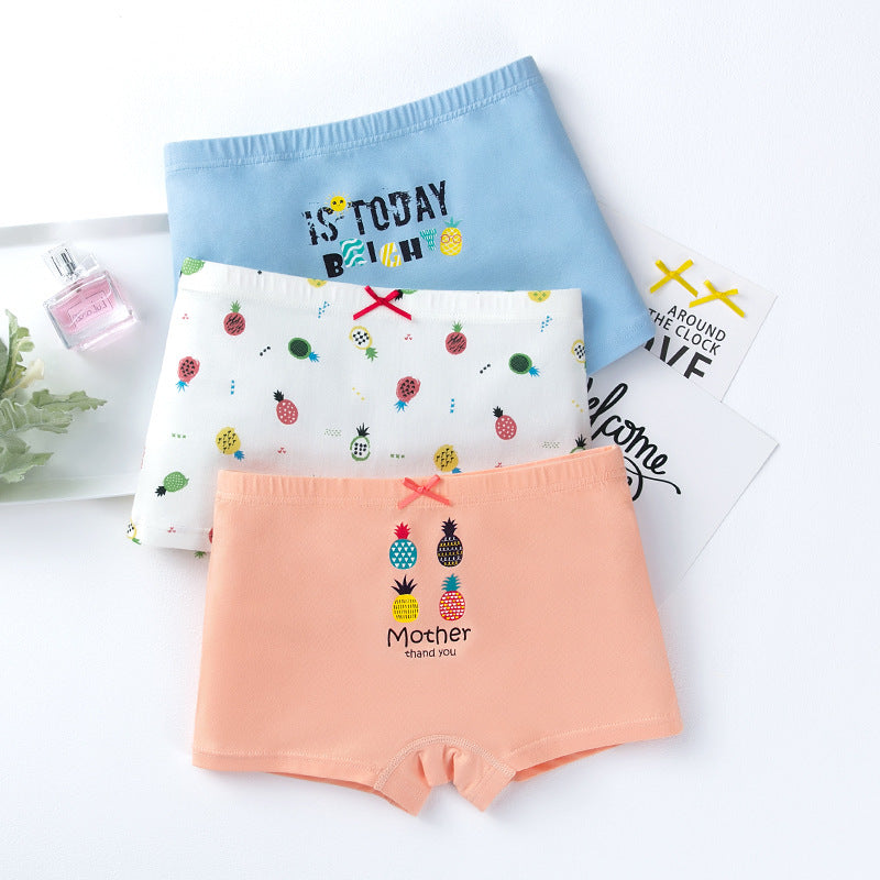 Creative print cotton girls underwear boxer set by My Store, assorted colorful designs