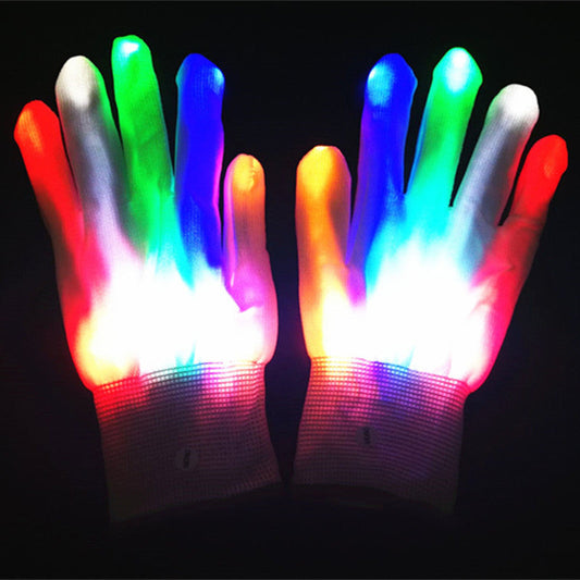 Colorful light-up gloves for outdoor dance clothing, featuring vibrant LED fingertips in multiple colors
