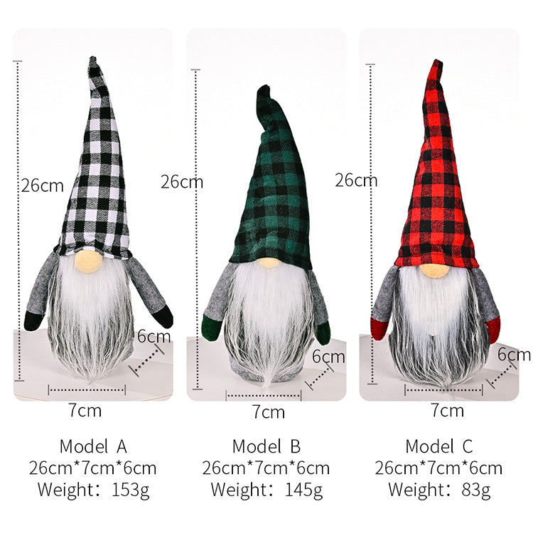 Christmas plaid hat Rudolf reindeer doll decoration by My Store