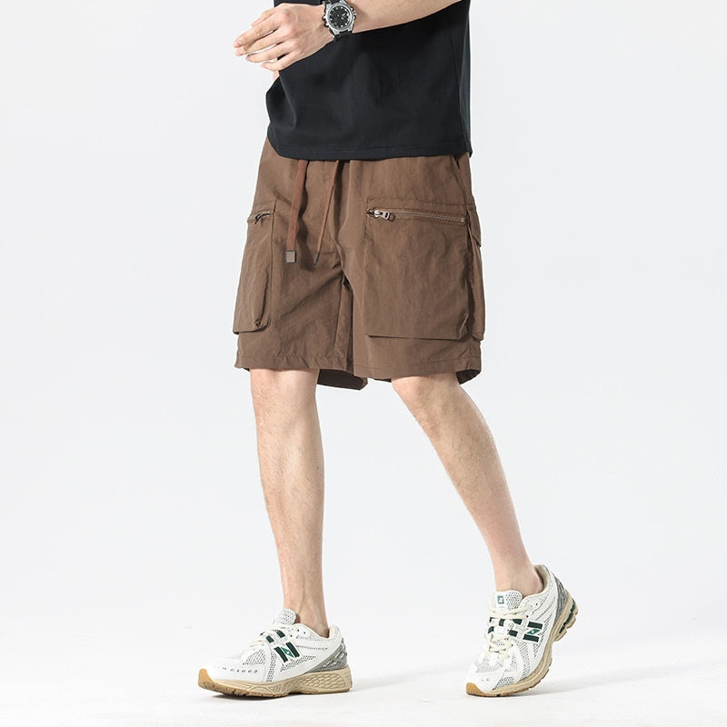 Men's ice-silk summer work shorts, thin mid-length pants in a lightweight design