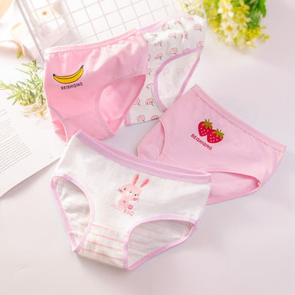 Girls' pure cotton boxer underwear for children, white with soft elastic waistband and comfortable fit